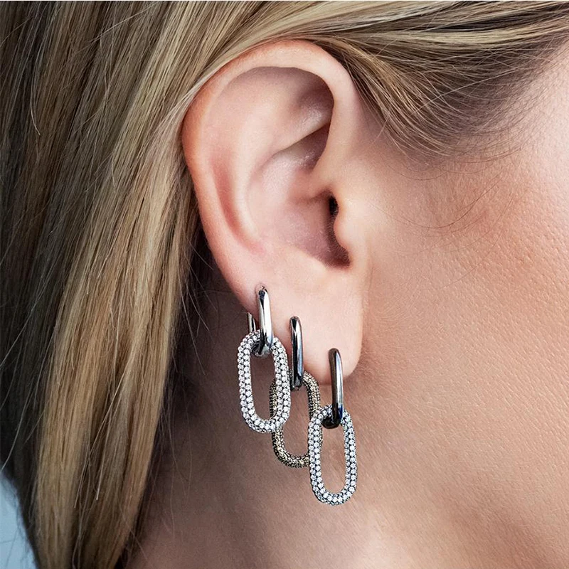 

2020 Fashion High Quality Cubic Zirconia New Single Small Earrings Buckle Earring Series Earrings Female Original Charm Jewelry