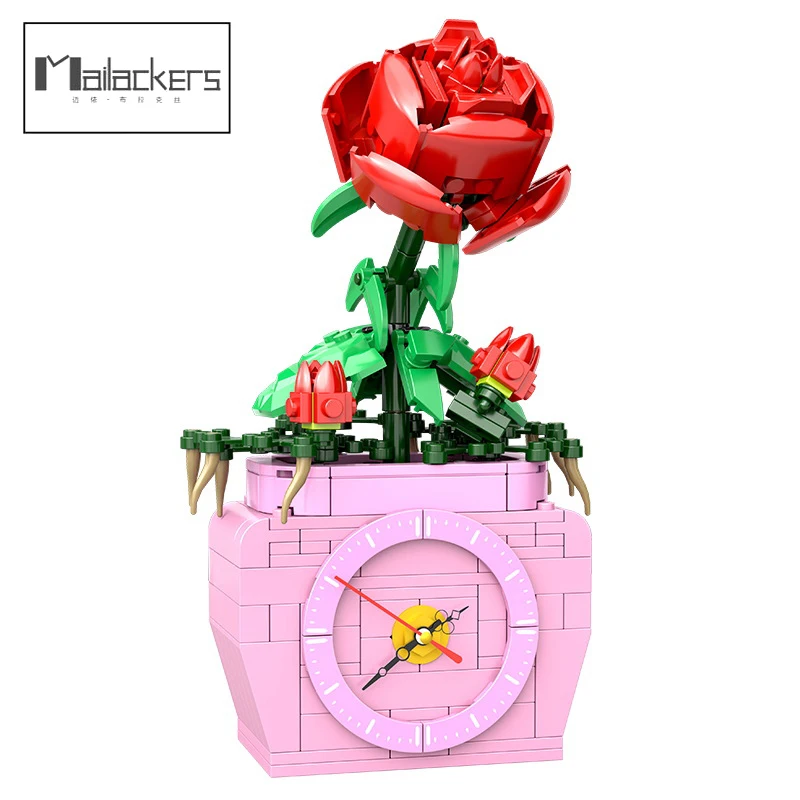 

Time Elf Rose Potted Building Blocks Gift Construction Block Christmas Figures Kit Friends Stacking Blocks for Kids Toys for Boy