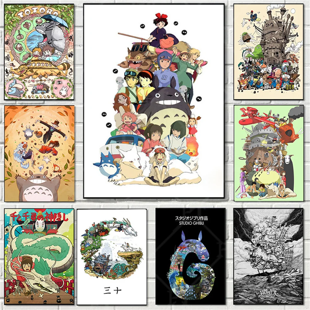 

Famous Hayao Miyazaki Anime Poster Character Picture Totoro Spirited Away Canvas Print Art Wall Mural Room Home Decor Kids Gift