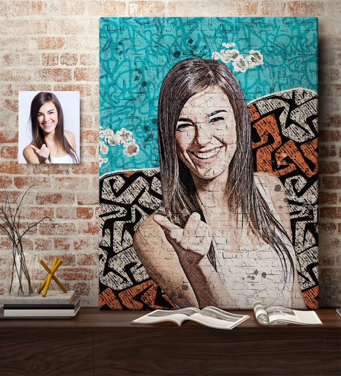 

Печать на холсте с изображением граффити для женщин, 50x70 см