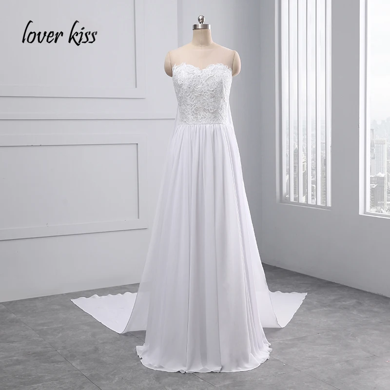 

Lover Kiss Boho Wedding Dresses Sweetheart Appliques Lace A-Line Tulle Wedding Gown Beach Simple Bridal Dress bestidos de novia