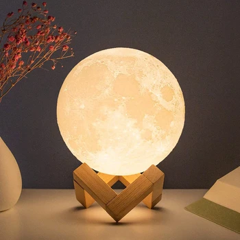 Starry Night: 8cm Moon Lamp LED Night Light with Battery Power and Stand - Perfect Bedroom Decor and Kids Gift 1