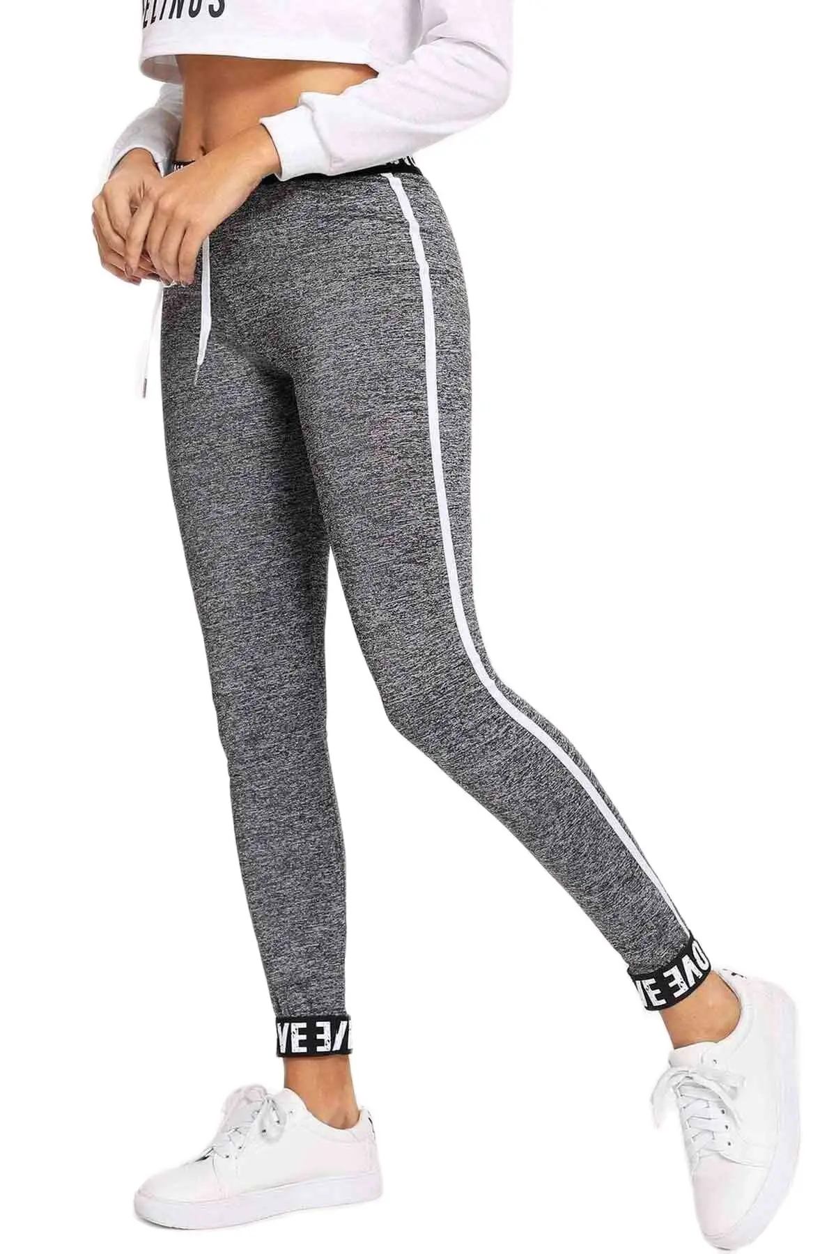 

Women's Leggings Love Belt Stylish Gray Pants
