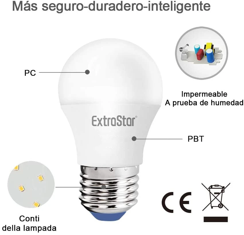 A5 G45 LED bulb, E27, 4W / 5W / 6W / 7W / 9W, cool white light 6500k, neutral 4200k, warm 3000k pack 2 / 6 / 12 units