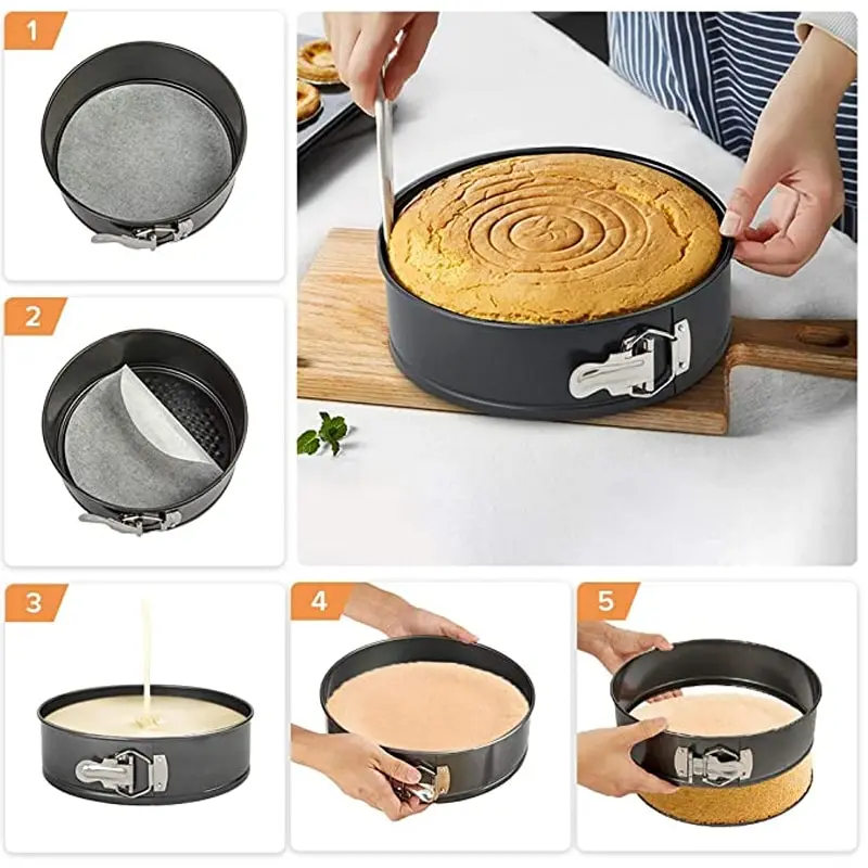 Removable Bottom Metal Bake Cake Mould Round Non-Stick Bakeware Aluminum Granite 26 Cm Baking Accessories Cake Tools images - 6