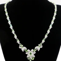 27x23mm gorgeous green tsavorite garnet london blue topaz white cz women wedding silver necklace 17 5 18 5inch