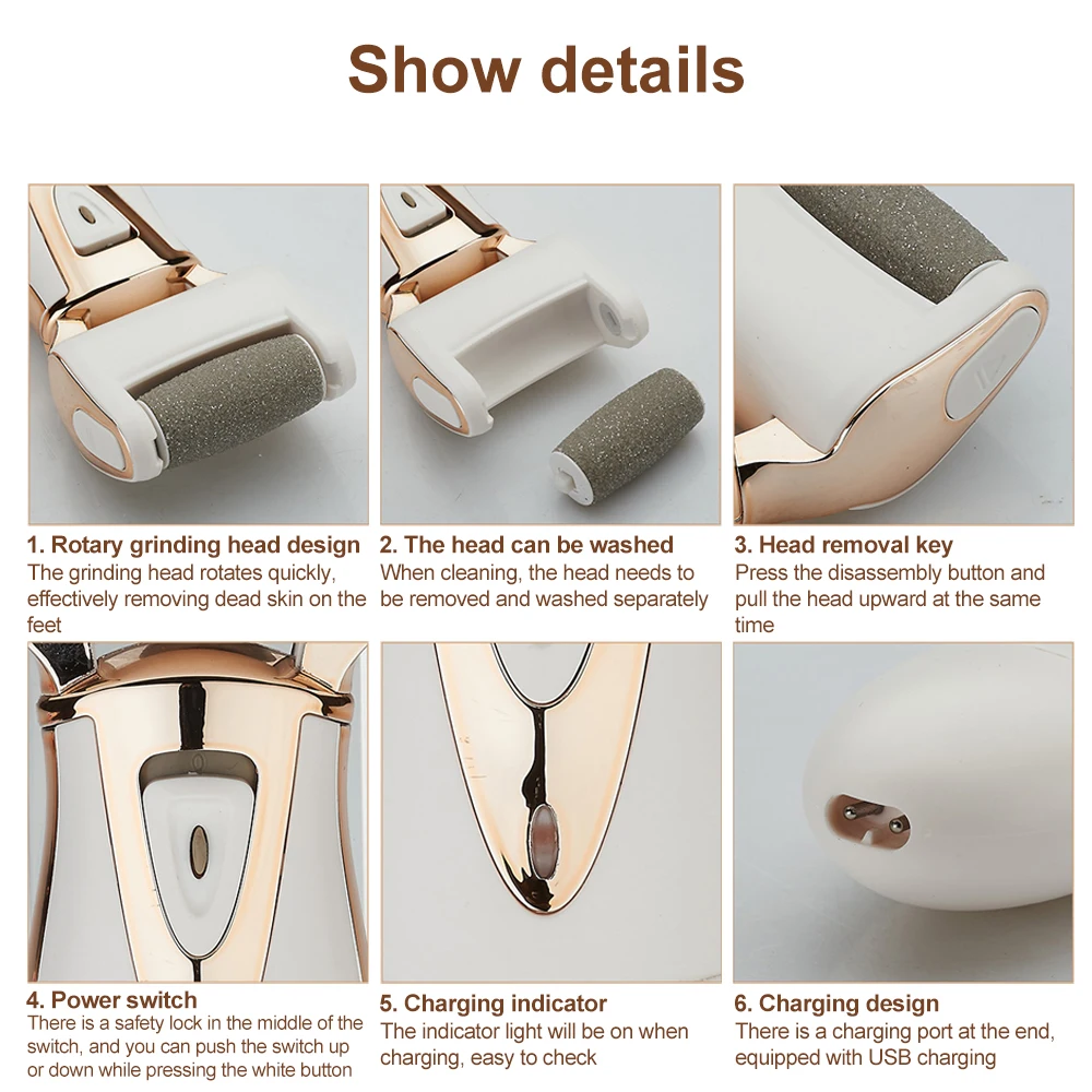 

Electric Foot Peel Skin Roller Foot Care Tool dead skin Pedicure Machine Rechargeable Peel Callus Remover tool Smooth Feet skin