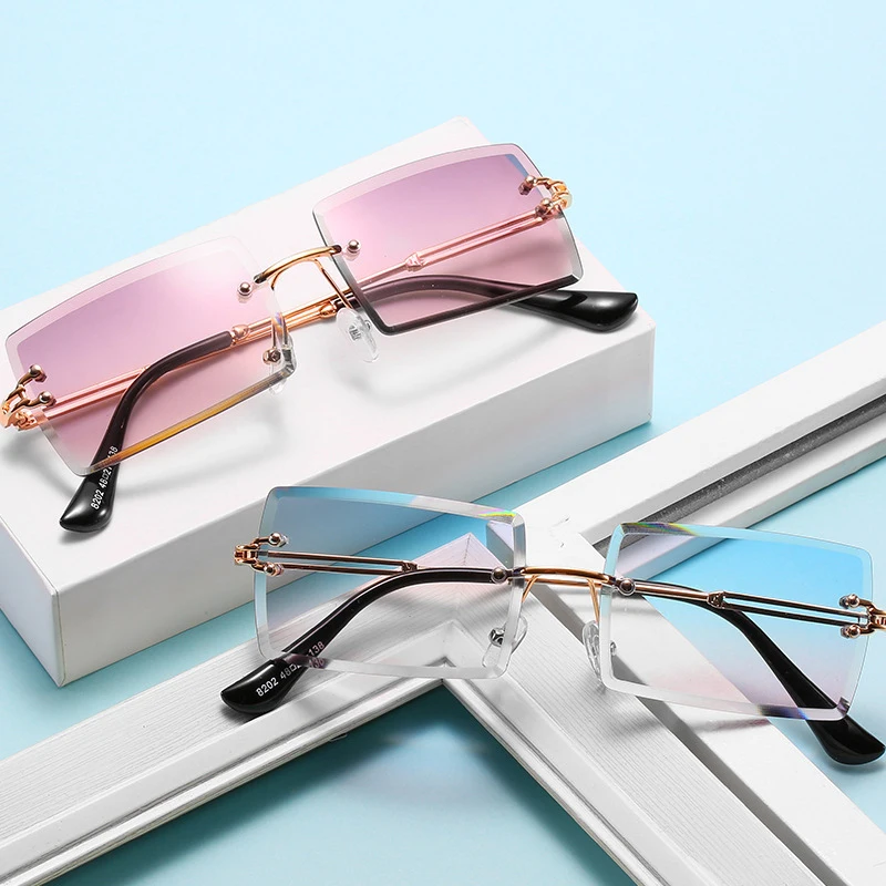 2020 Trendy Men Women Summer Rimless Sunglasses Fashion Small Rectangle Sun Glasses Traveling Style UV400 Shades Eyewear | Аксессуары