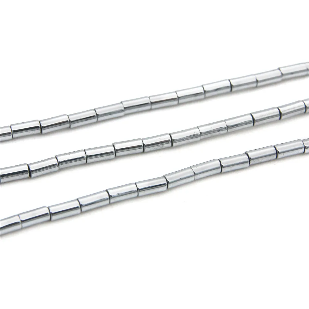 

Silver Hematite Stone Beads Tube Cylinder Shape Size 2x4mm Jewelry Craft Material Findings For Making Bracele Necklace Earrings