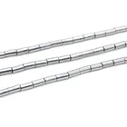 Бусины из серебра и гематита в форме цилиндра, размер 2x4 мм