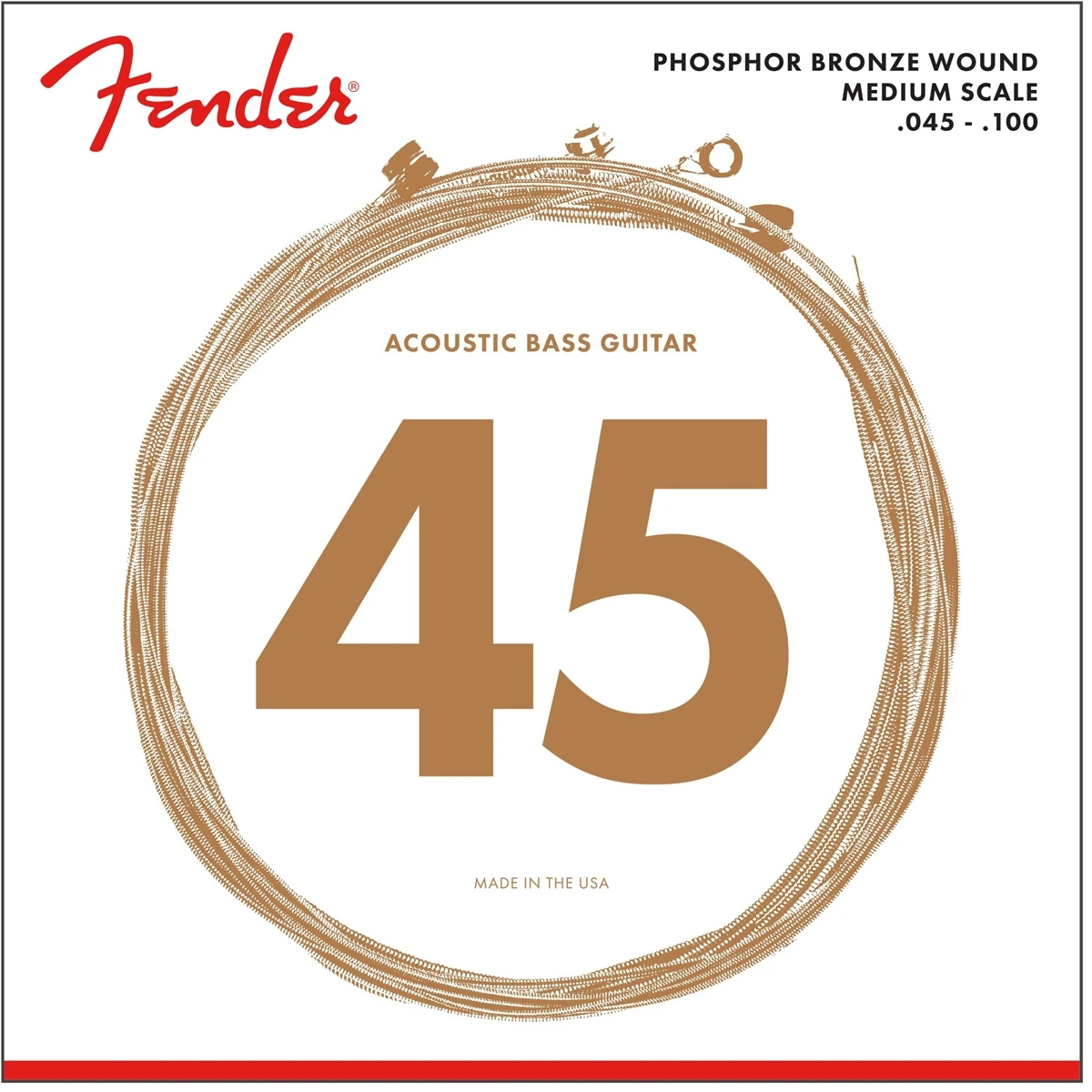 

Fender 7060 Phosphor Bronze Acoustic Bass Guitar Strings, Medium Scale, 45-100