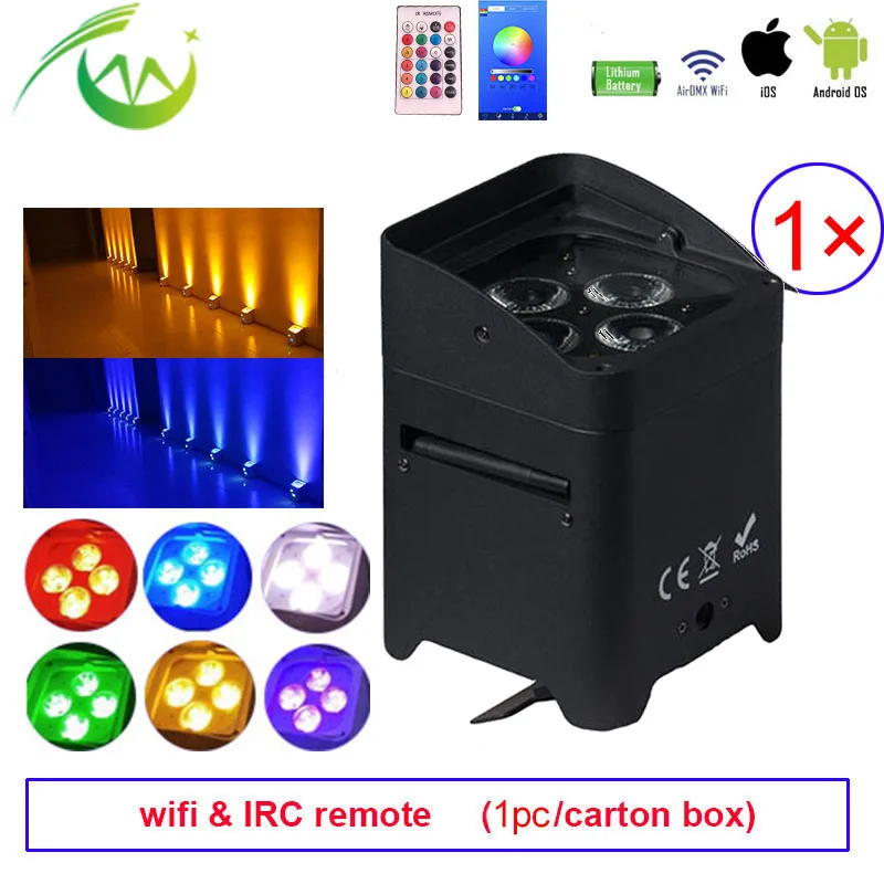 Беспроводной dmx Uplight Battery RGBWA UV Par Smart DJ подсветка LED эффект Uplights для свадеб | Лампы и