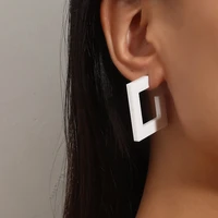 minimalist white square resin hollow earrings for women geometric simple trendy acrylic womens earring female jewelry gift