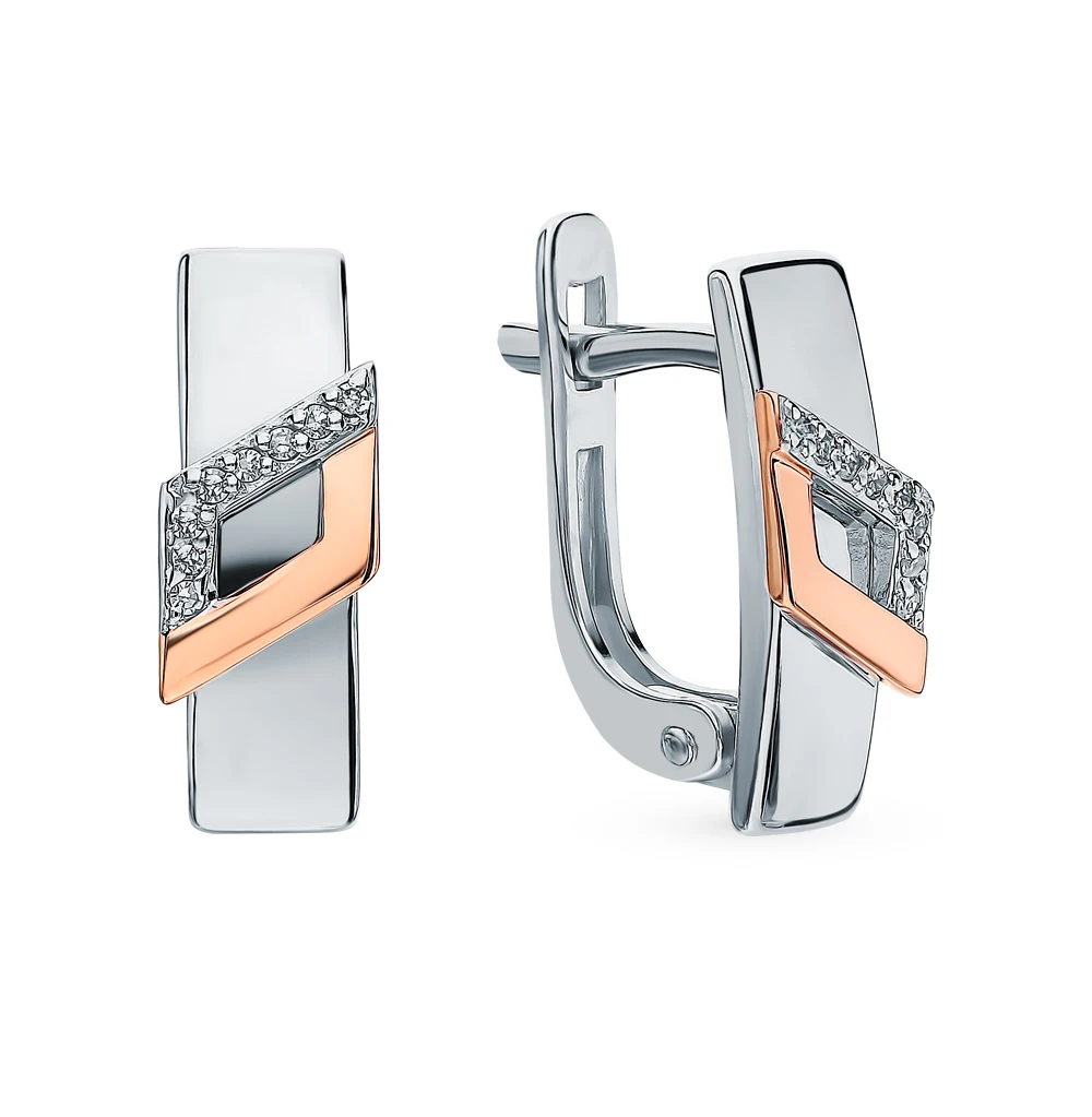 Серебряные серьги с бриллиантами SUNLIGHT проба 925 | Украшения и аксессуары