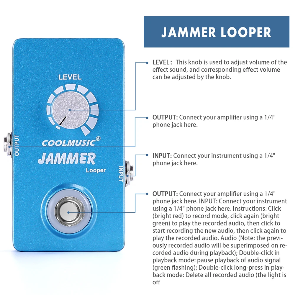 looper pedal elektrische gitarre effekte prozessor coolmusic 10 minuten unbegrenzte aufnahme musical instrument bass gitarre zubehör free global