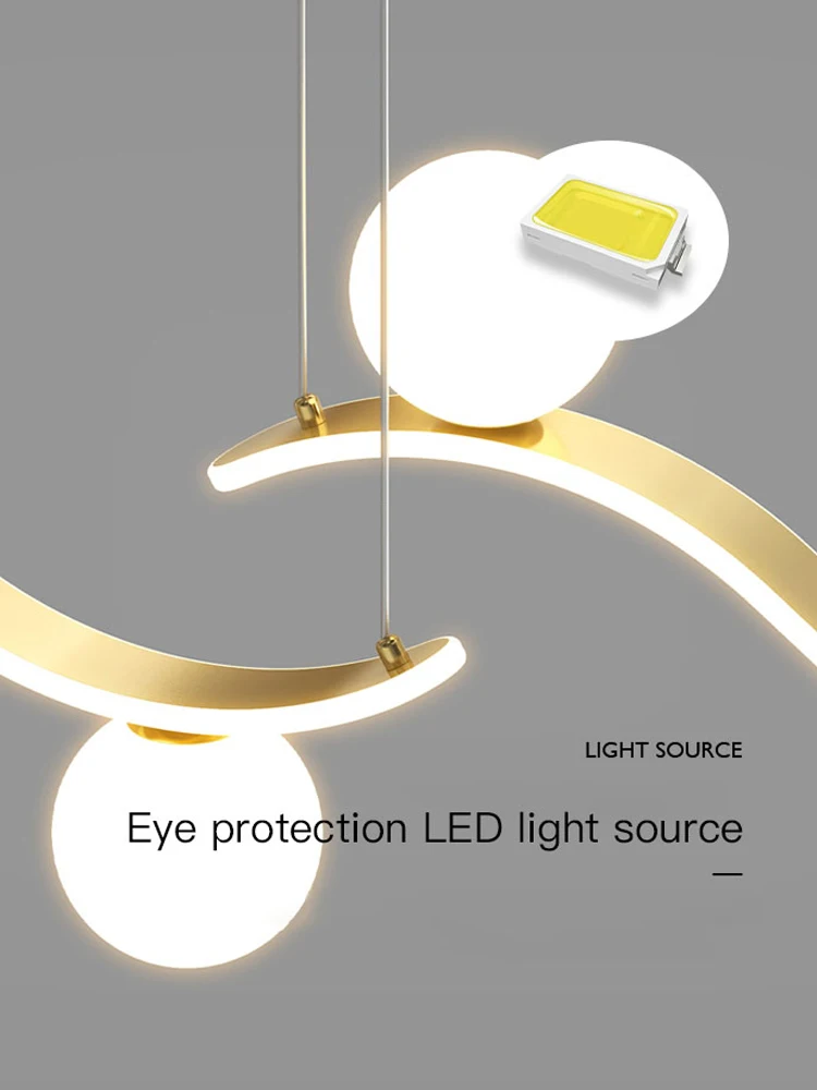 Креативная изогнутая подвесная люстра в скандинавском стиле для столовой кухни