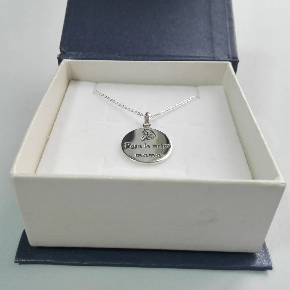 Alylosilver воротник Colgante Medalla Madre Para La Mejor Mama Plata De Ley Mujer Incluye Cadena и Estuche gift | Украшения