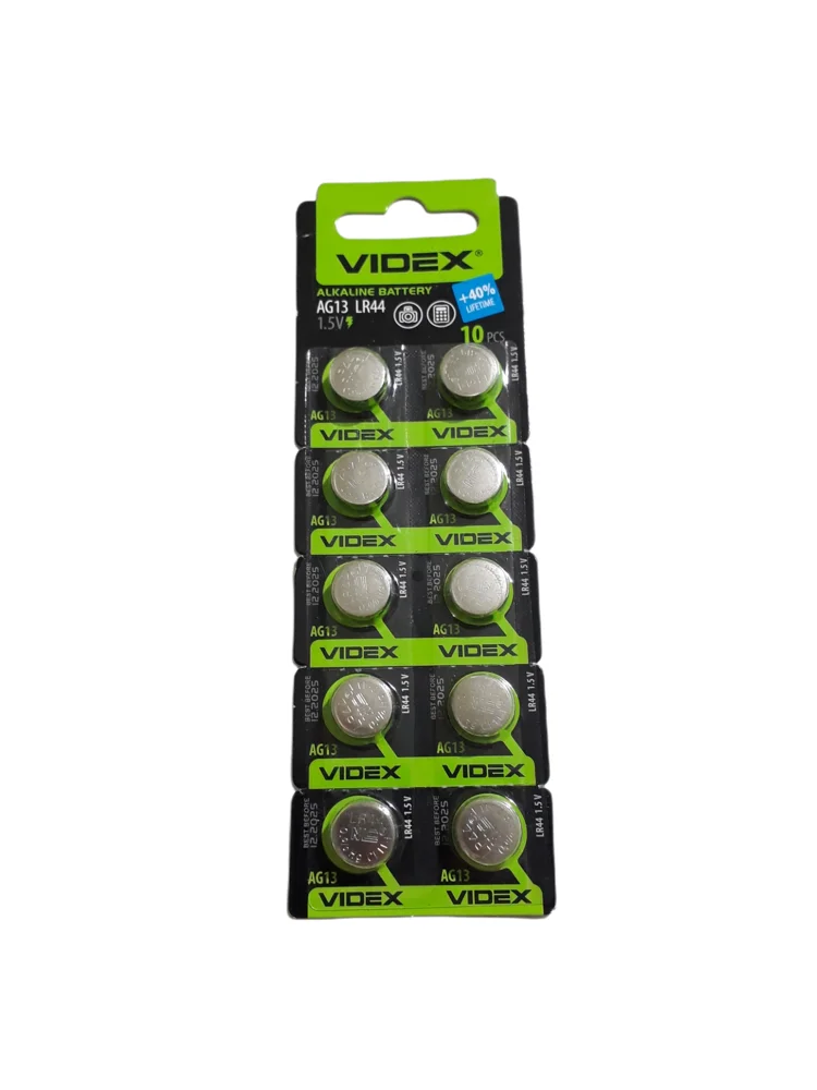 Щелочные элементы питания Alkaline Battery Videx AG13 LR44 батарейки в упаковке 10 штук |