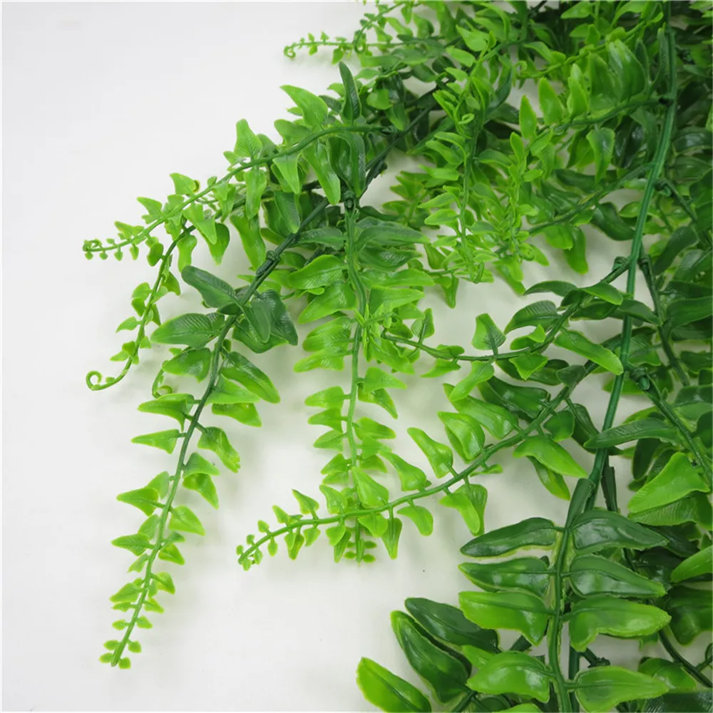 

Artificial Plastic Persian Fern Tree Leaves Green Vines Rattan Wall Hanging Fake Leaves Rattan Classic Home Decoration