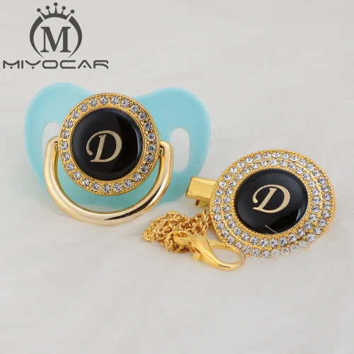 MIYOCAR уникальный дизайн имя инициалы буквенные D прекрасный bling соска и пустышка Клип Набор BPA бесплатно пустышка bling уникальный дизайн LD - Цвет: LD-7  6-18M