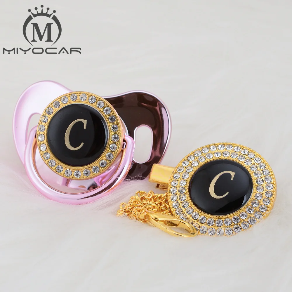 MIYOCAR золото серебро имя инициалы буквы C прекрасный bling соску и соски клип набор BPA