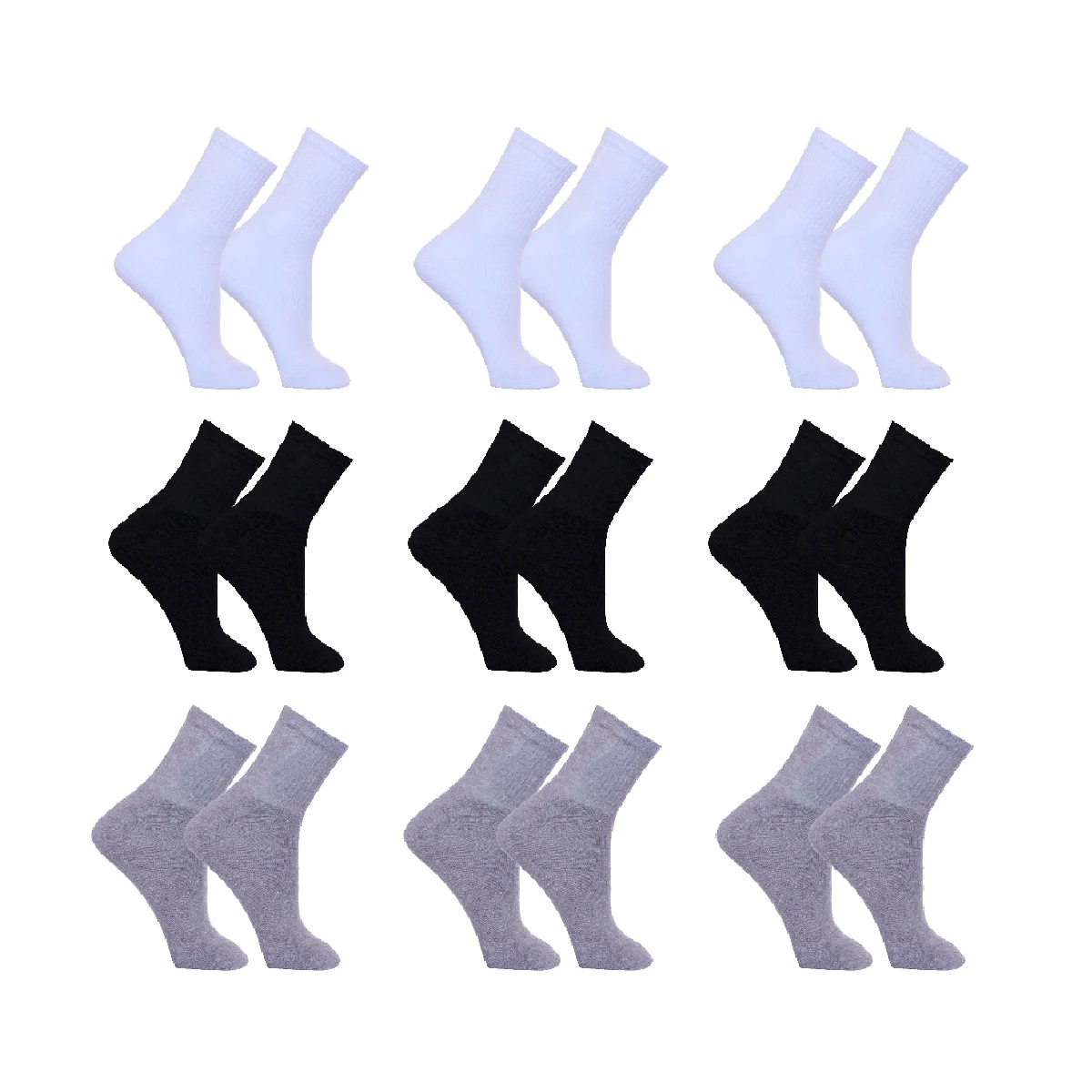 

Kit 9 Paired Socks Adult Men's Sport High Cotton