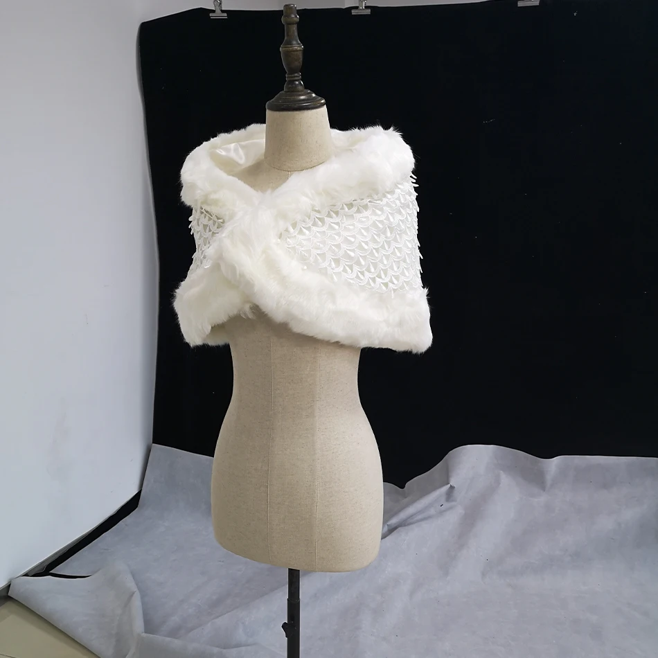 Зимнее болеро из искусственного меха женская свадебная шаль накидка в наличии