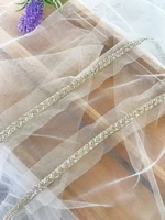 5 yards sliver beaded trim veil bridal bead lace trim wedding trim diy clothes dress crafts