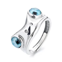 vivid silver color frog animal rings for women lucky evil eyes blue eyes ring mens vintage ring gothic jewelry birthday gift