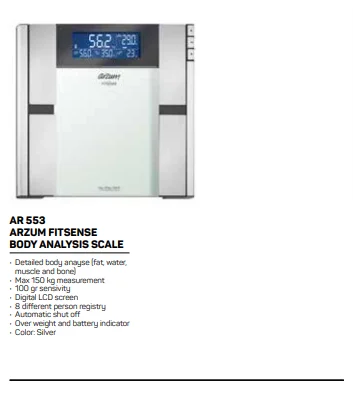 Arzum Fitsense Body Analysis Scale Electronic Weighing Scale Body Fat Scale Smart Electronic Composition Bmı Analyzer Precision Bathroom Scales Analyzer Led Digital  Bmı Composition Precise enlarge