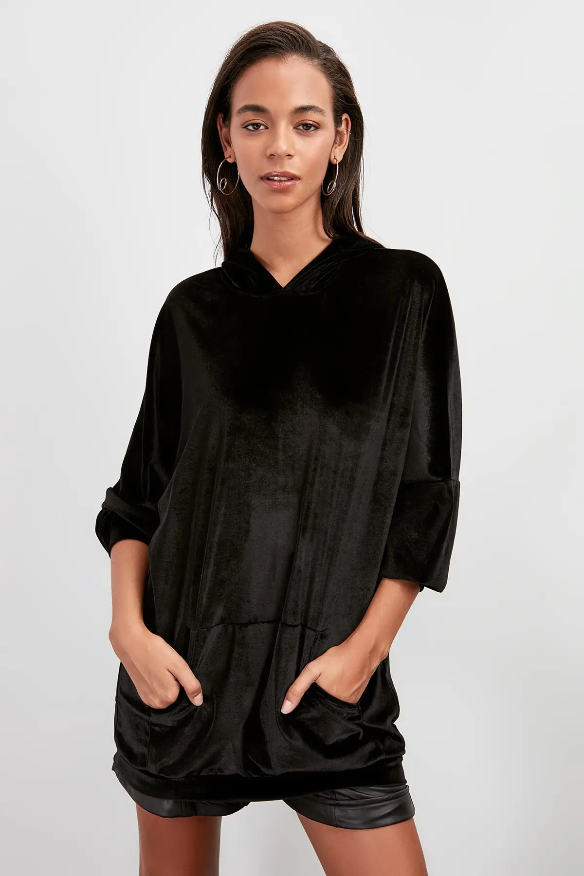 Trendyol бархатная трикотажная толстовка TWOAW20SW0543|Женские толстовки и свитшоты| |