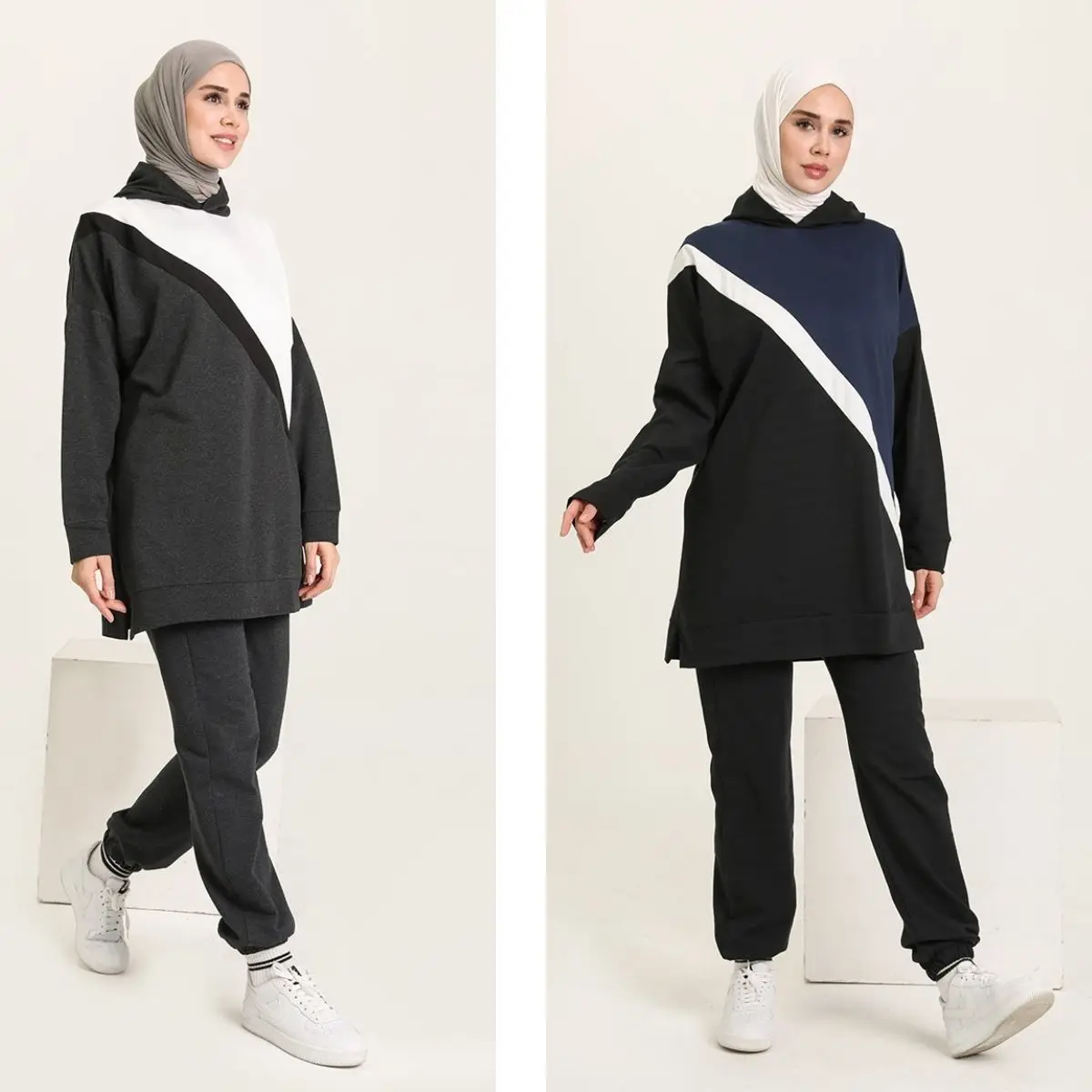 

Tracksuit Garnish Suit Hooded Long Sleeve Seasonal Elastic Waist Women Muslim Fashion Hijab Clothing Islam Turkey Istanbul Dubai