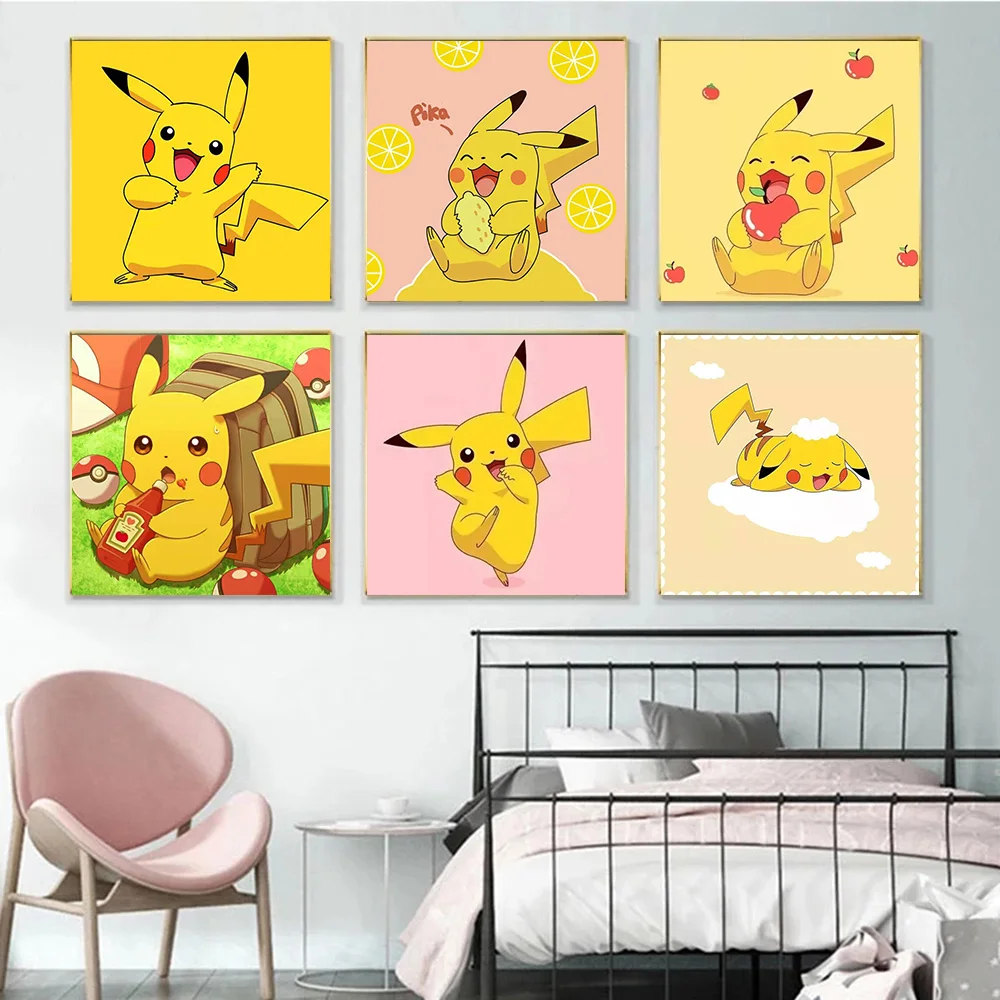 

Cartoon Pokemon Canvas Painting Pikachu Game Poster and Print Wall Art Picture for Living Children's Room Decor Gift Cuadros