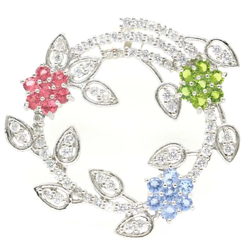 Разноцветный кулон 45x42 мм с изображением граната зеленого перидота фиолетового