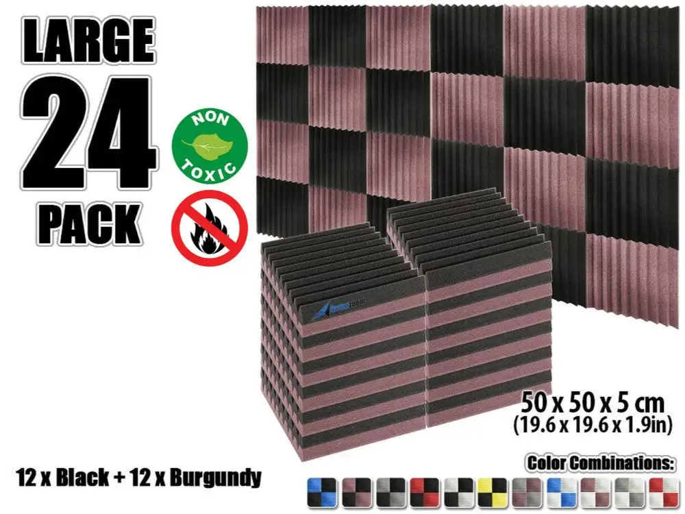 Black and Purple Arrowzoom 24 шт. 19," x 19,6" x 1," Цветная комбинация клиновая плитка студия Звукопоглощающая Панель акустическая обработка пены - Цвет: Black and Purple
