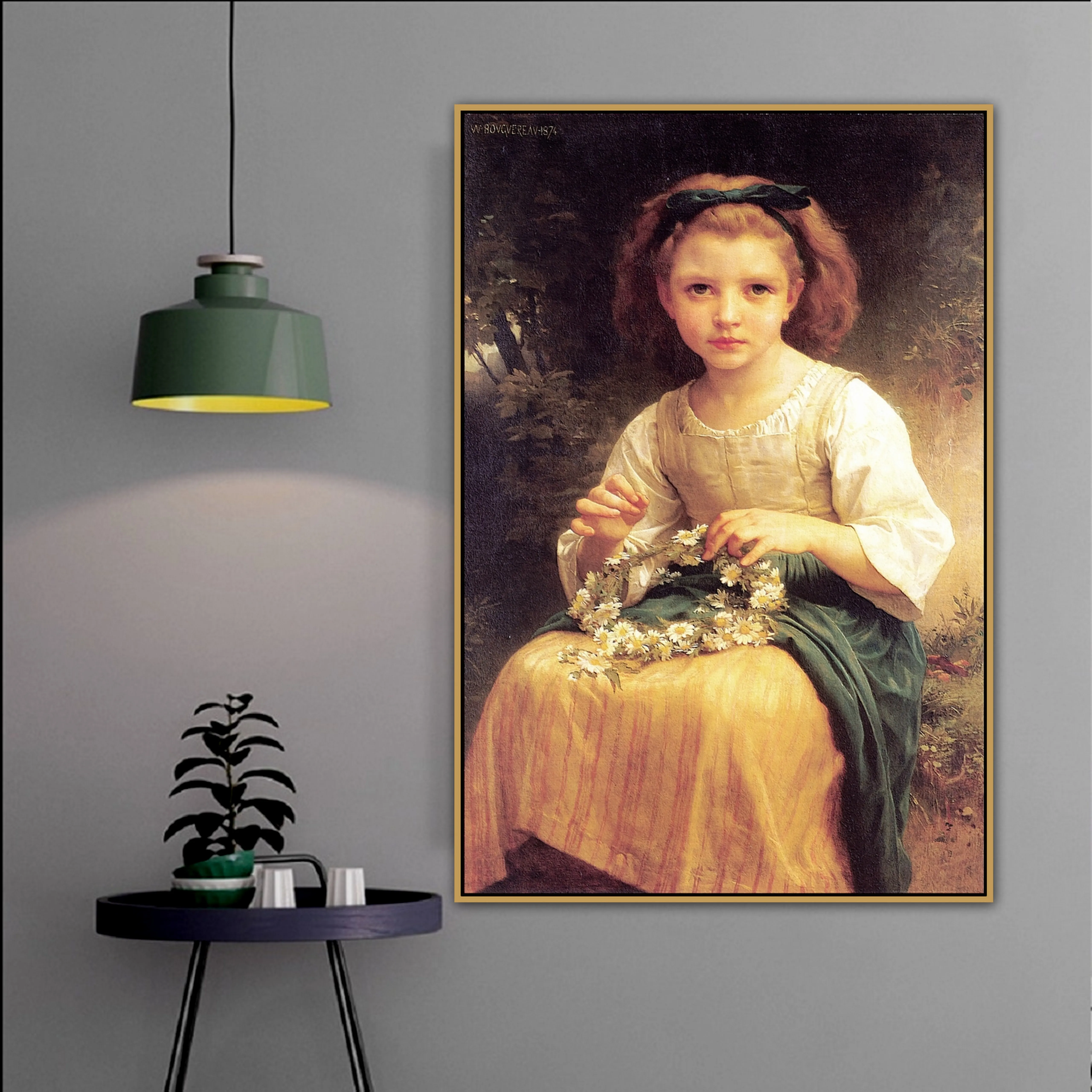 Вильям Адольф старый известный мастер художник ребенок плетение короны холст