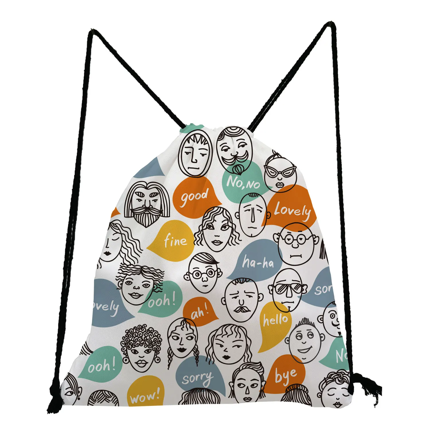 

Cartoon People Printed Backpack Creativity Fashion Drawstring Bags Unisex Portable Shoe Bag to School High Capacity Storage Bag