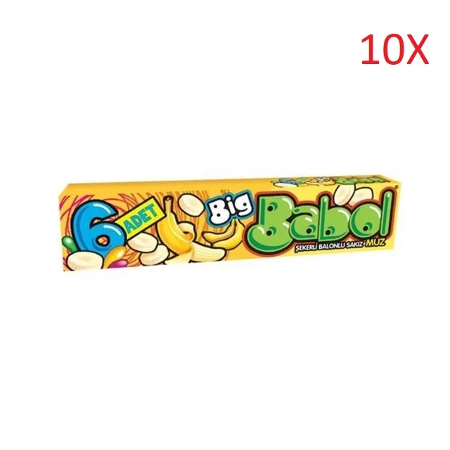 

Big Bubble Gum Chewing Gum Strawberry Banana Melon Tutti Frutti 10X 60 Gums