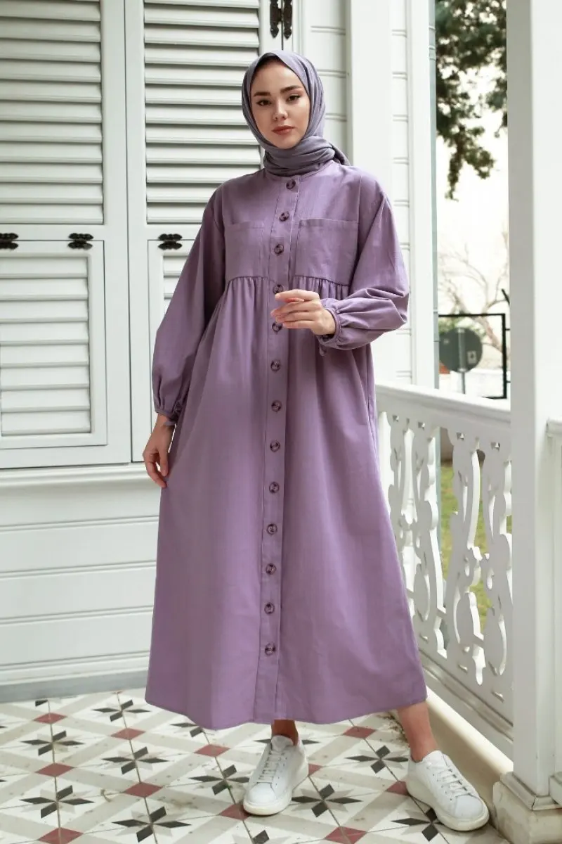 

Karmona Linen Women Dress Muslim Set Hijab Islamic Clothing Fashion New Season 2021