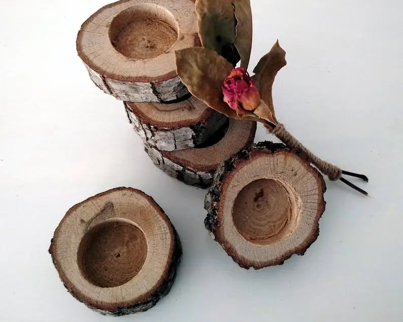 set of 50 wooden tealight holders free shipping wooden candle holder rustic home decor wedding favors baby shower gift diy free global shipping