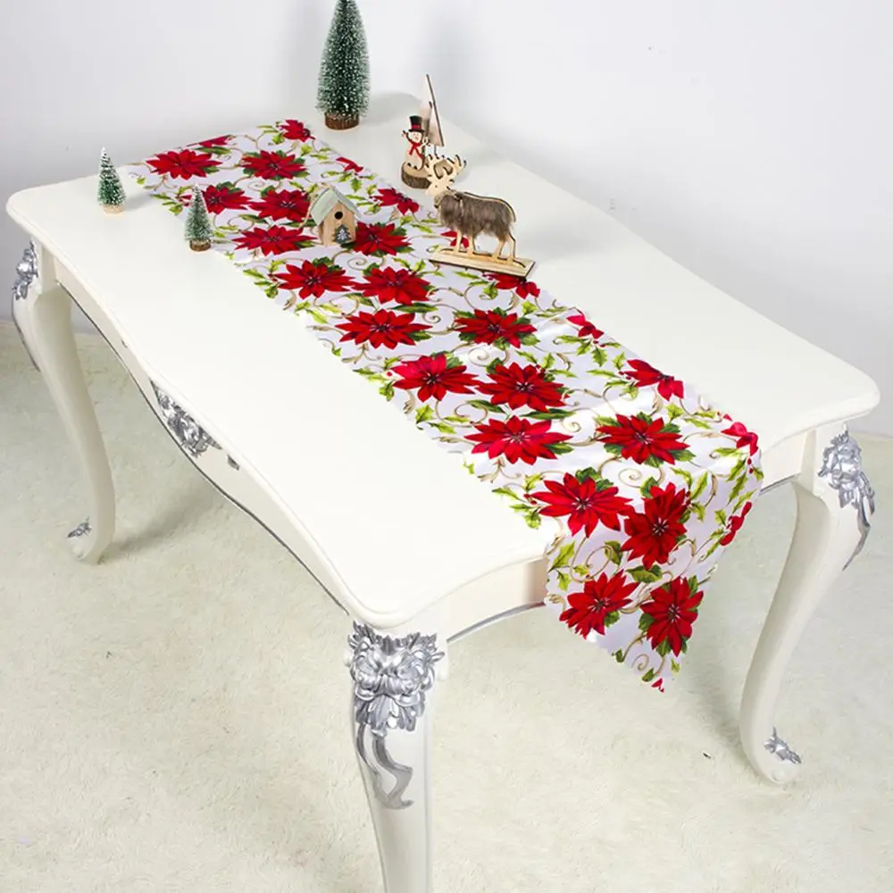 D 180X35cm Рождественское украшение, льняная печатная настольная дорожка с флагом, печатная кисточка для скатерти, столовые приборы, гостиничное украшение для дома и фестиваля - Цвет: D 180X35cm