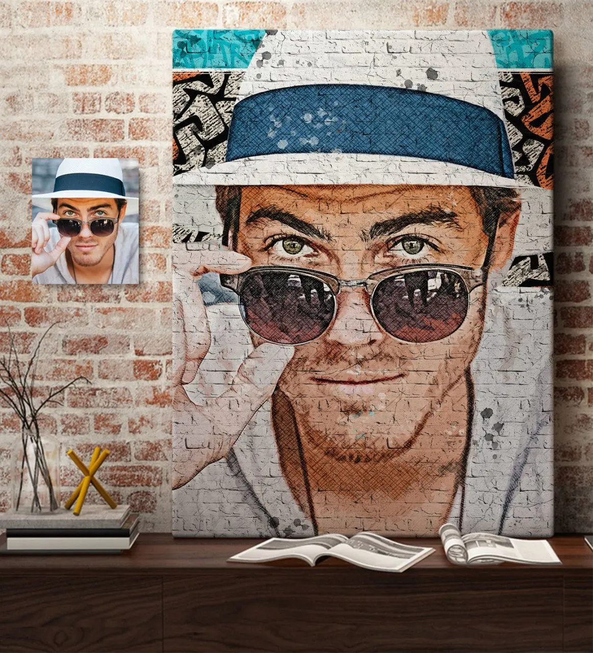 

Индивидуальный мужской дизайн граффити рисунок холст печать (50x70 см.) Пользовательский Дизайн сувенир Красивые воспоминания друзей дорогой