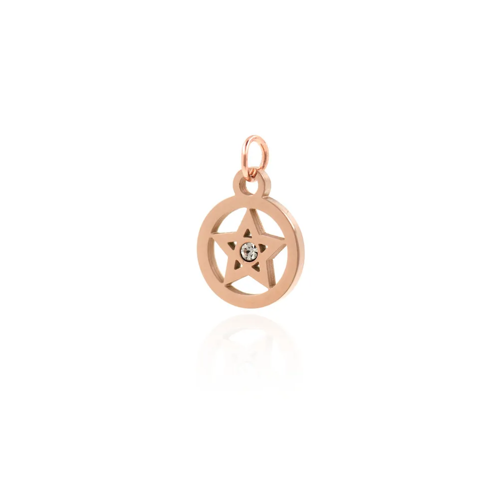 

Cubic Zirconia Round Necklace Delicate Five-pointed Star Pendant Pentagram Magic Jewelry Pendant DIY Pendant 17.8x12x1.3mm