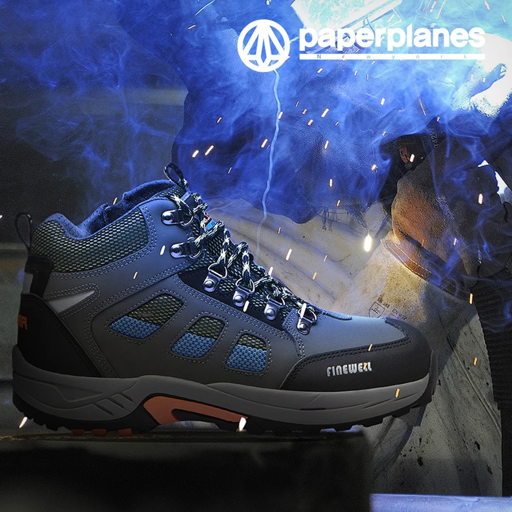 Новейшие Paperplanes мужские безопасные рабочие ботинки кроссовки со стальным носком