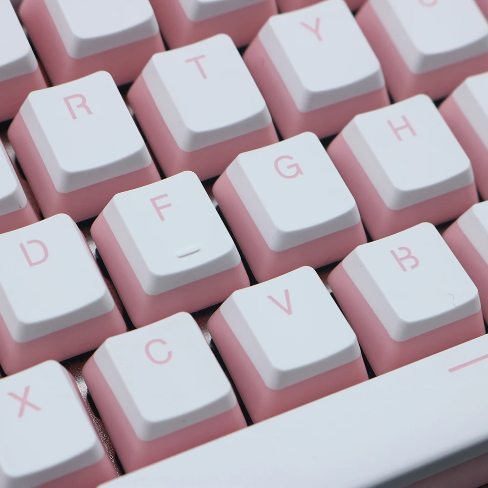 

Механическая клавиатура Keycap OEM высота 104 клавиш PBT двухслойная двухцветная пудинговая Розовая белая клавиатура для AKKO Cherry Switch