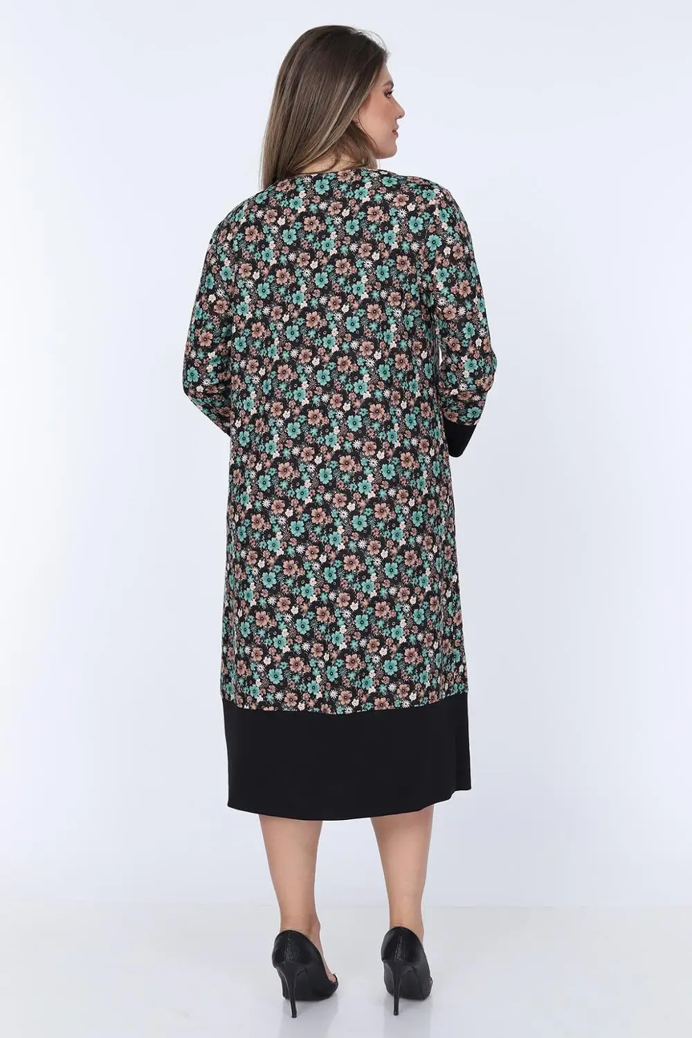 Schik женское платье большого размера с цветочным принтом зеленый 1587 | Женская