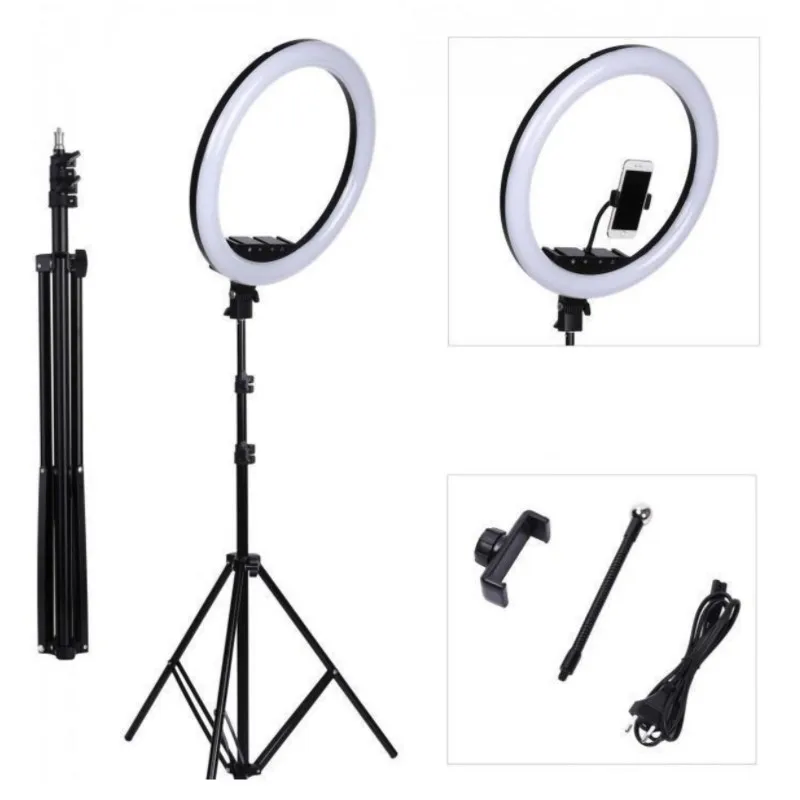 Светодиодный светильник кольцевая лампа круглая со штативом и держателем для