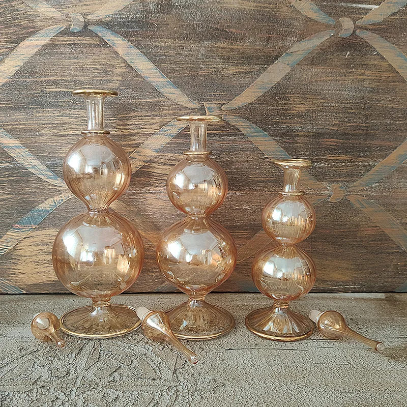 Наборы флаконов для духов из 3 предметов. Выдувное стекло. Ручная работа. Дизайн.