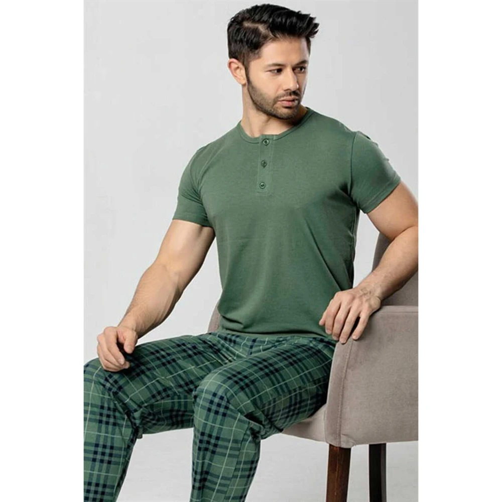 Men's Cotton Luxury Pajamas Tracksuit Set Homewear Comfortable Pajamas Free Shipping Clothing Textile Dowry Underwear Wıde