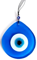 blue color drop pattern evil eye beaded handmade glass wall ornament
